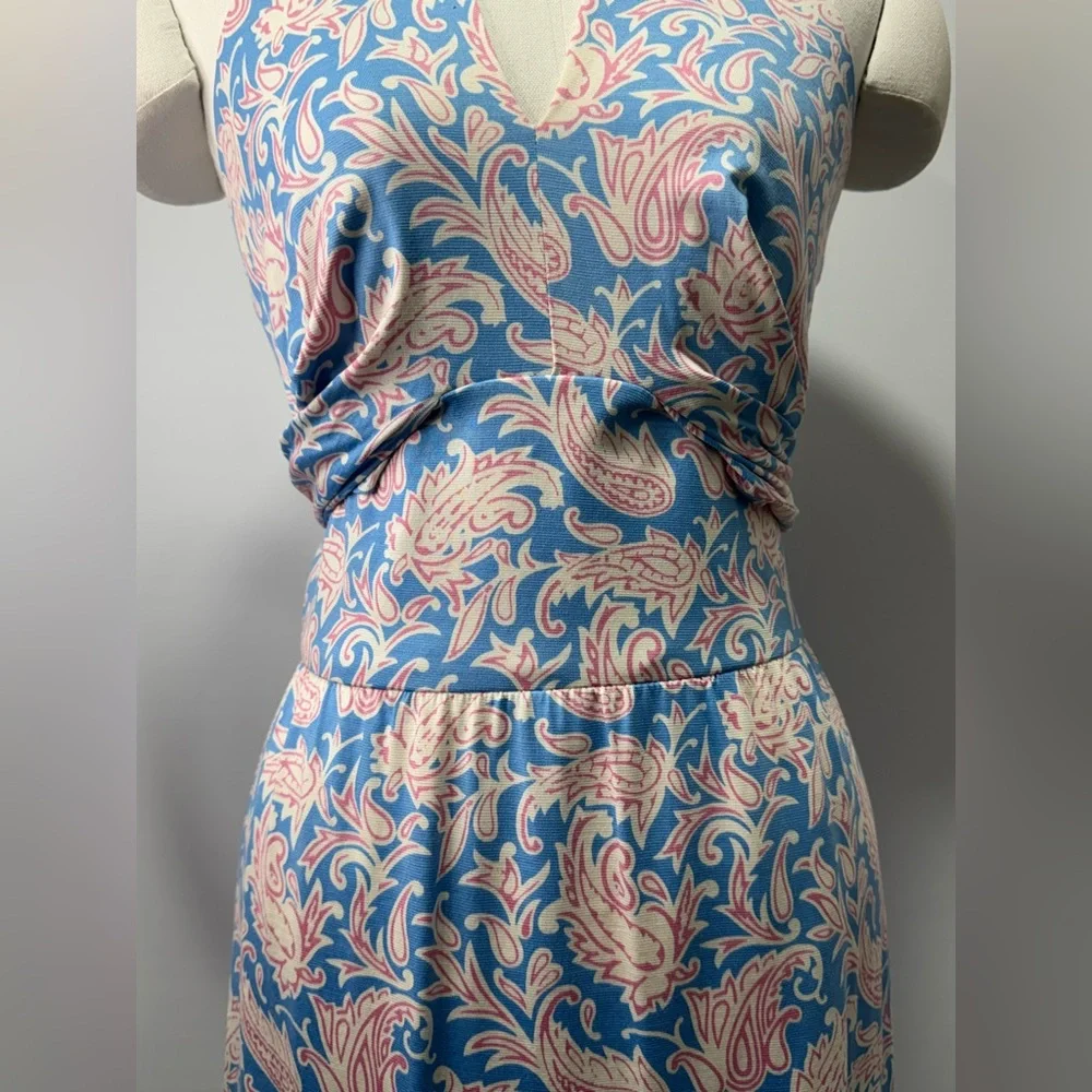 J. McLaughlin Fully Lined Blue 95% SILK Dress EUC - Picture 4 of 12